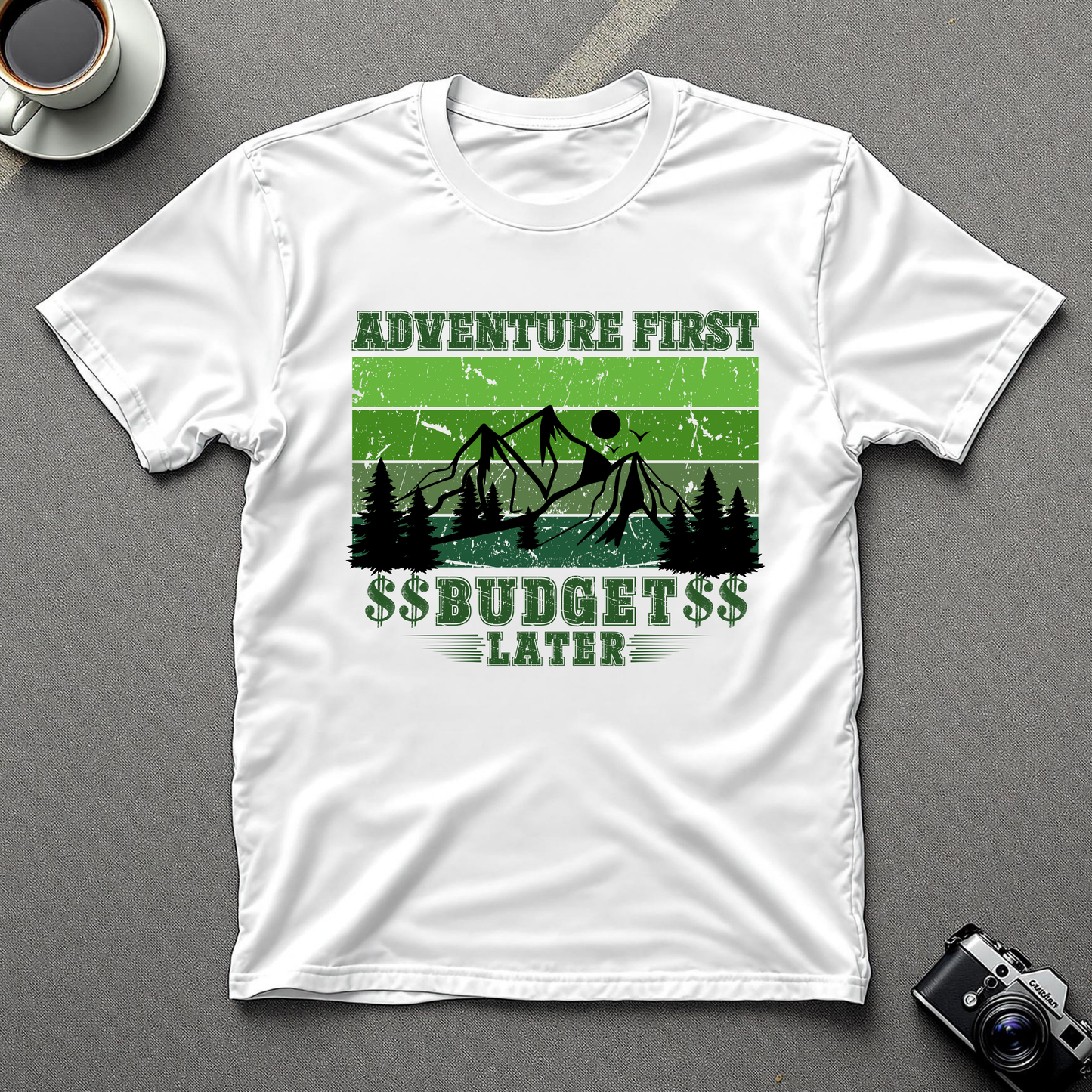 Adventure first budget later Unisex T-shirt