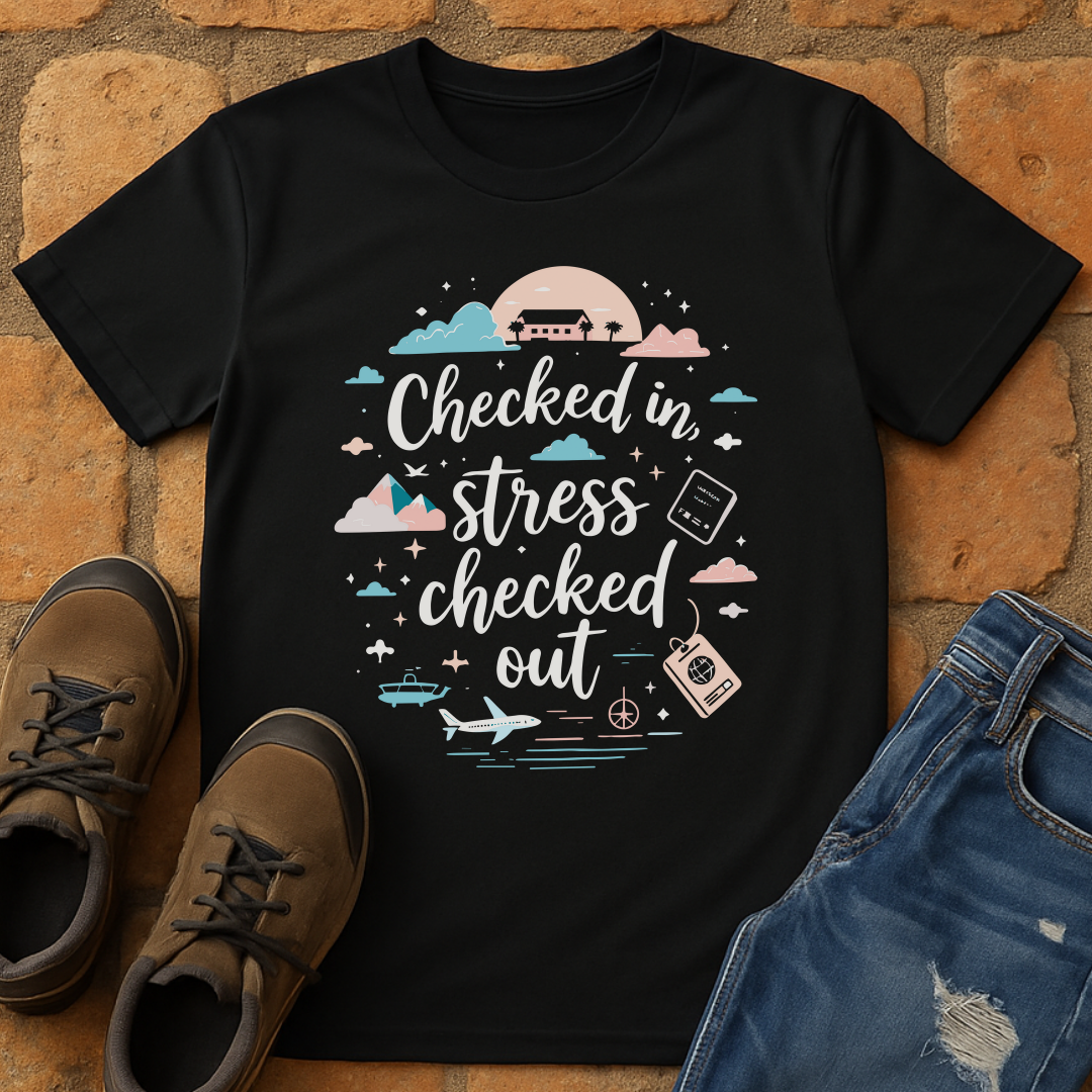 Checked in stress checked out Unisex T-shirt