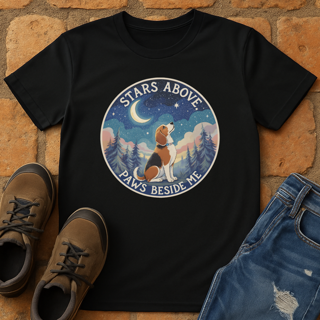 Stars above, paws beside me Unisex T-shirt