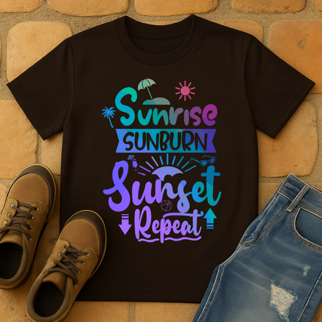 Sunrise Sunburn Sunset Repeat Dark Unisex T-shirt