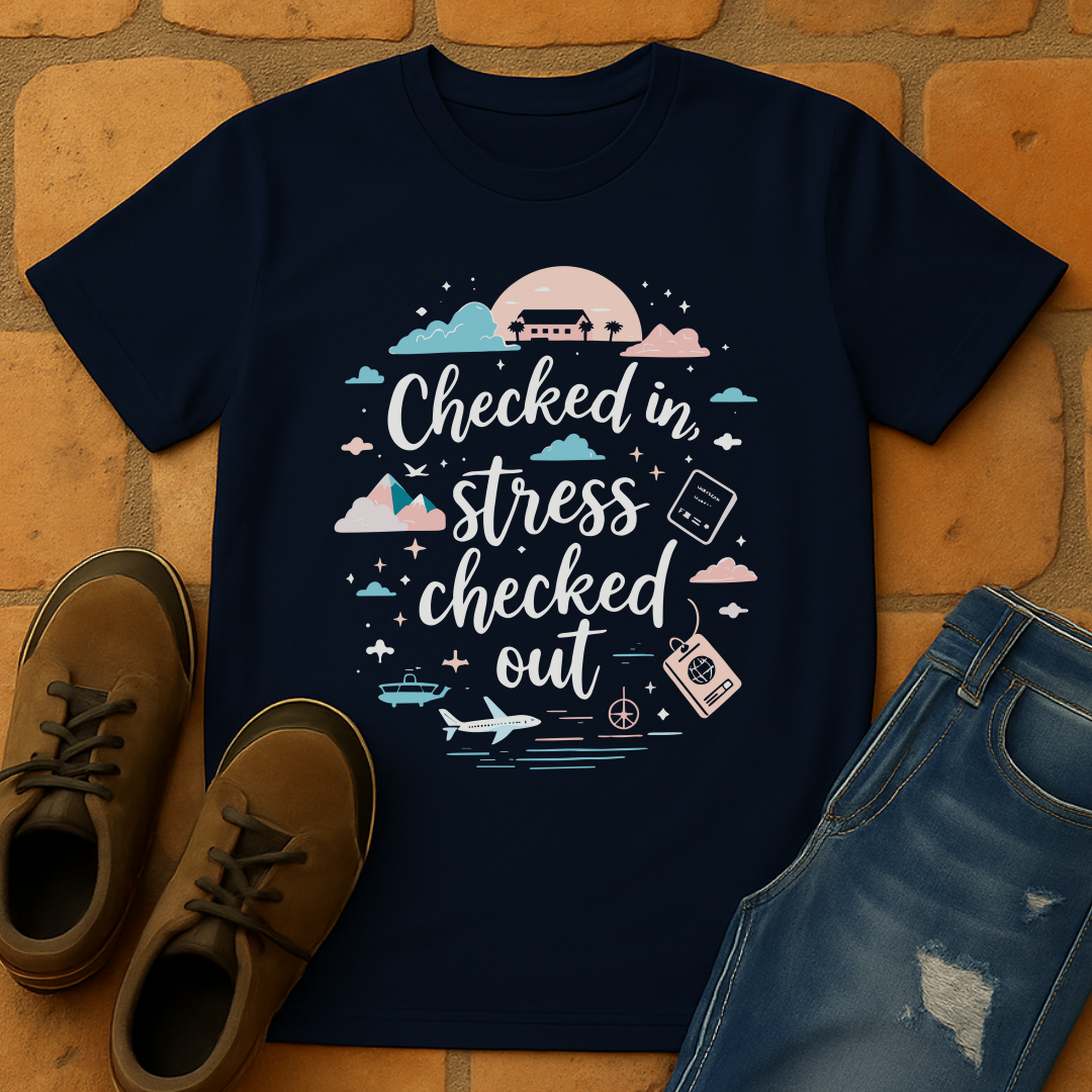 Checked in stress checked out Unisex T-shirt