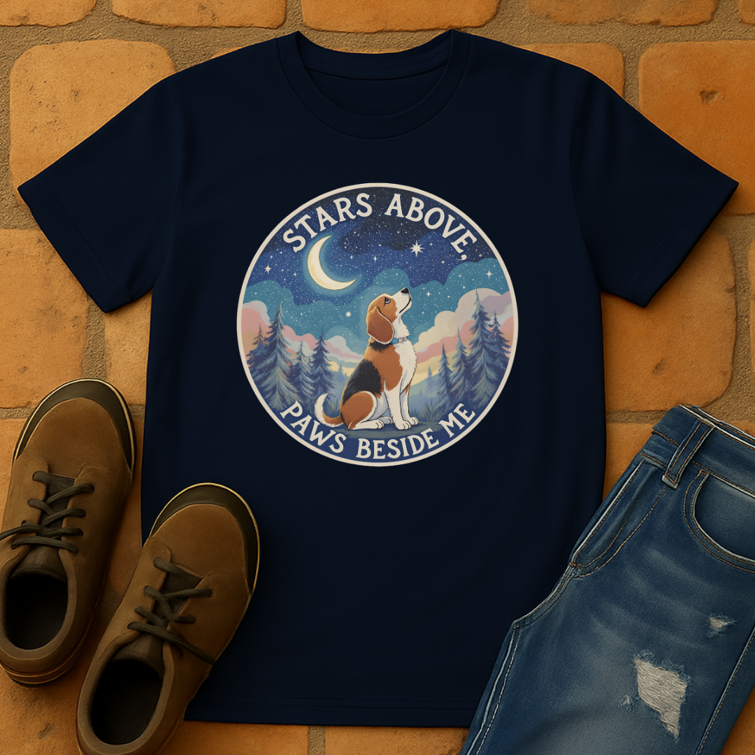 Stars above, paws beside me Unisex T-shirt
