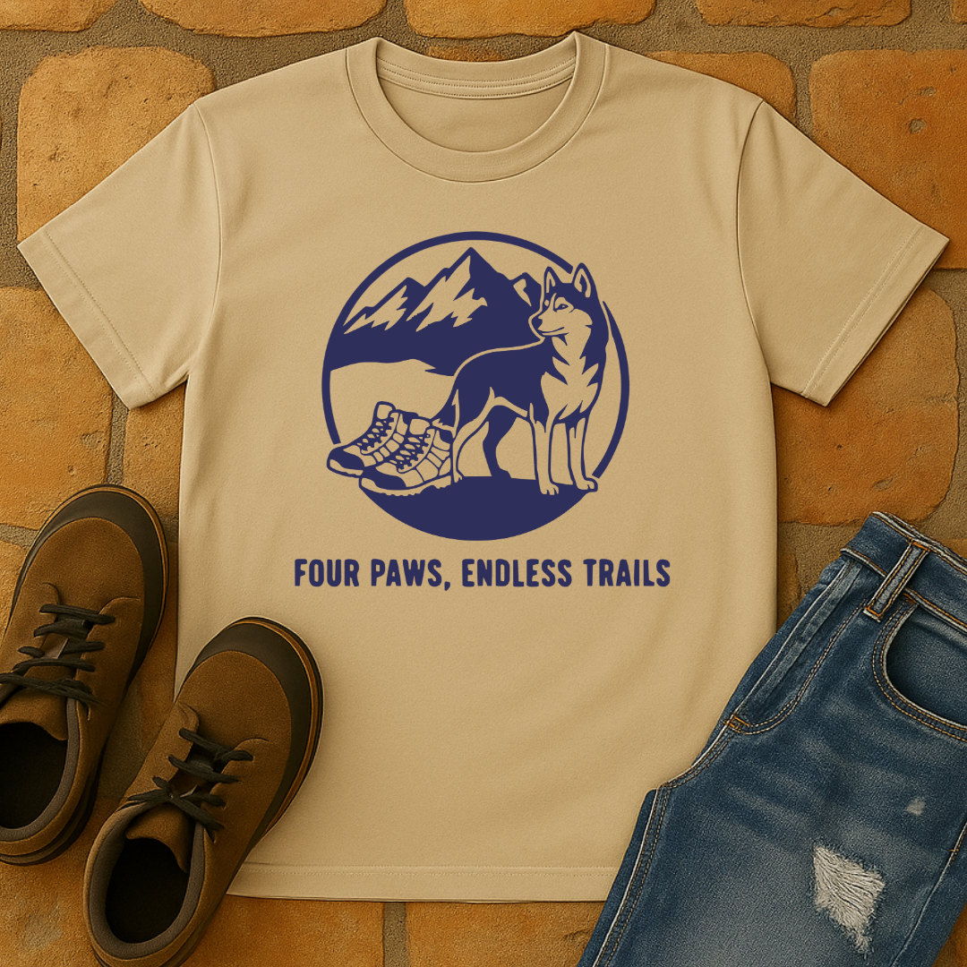 Four paws, endless trails Unisex T-shirt