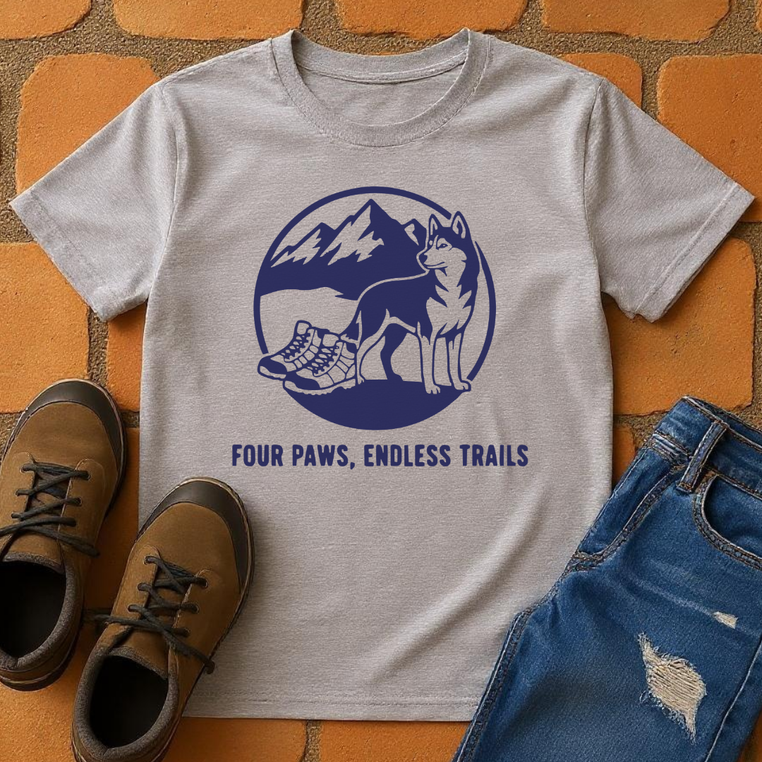 Four paws, endless trails Unisex T-shirt