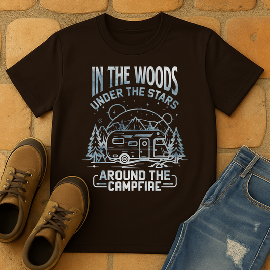 Into the woods, under the stars, around the campfire Unisex T-Shirt