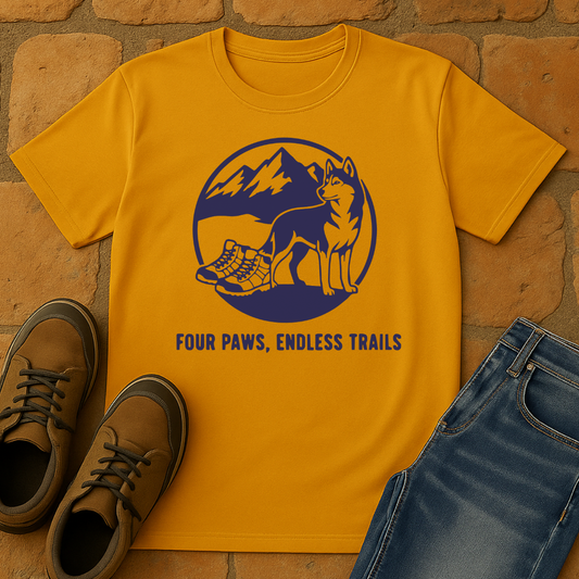 Four paws, endless trails Unisex T-shirt