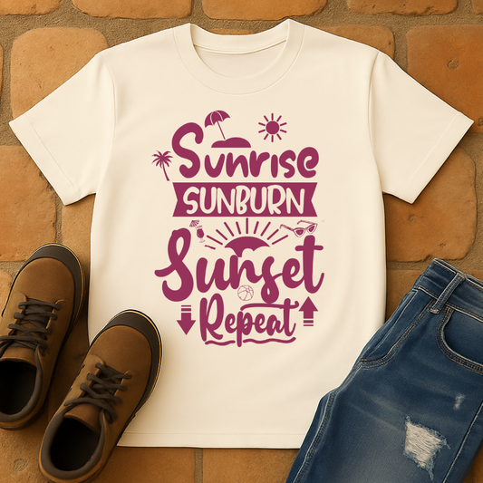 Sunrise Sunburn Sunset Repeat Unisex T-shirt